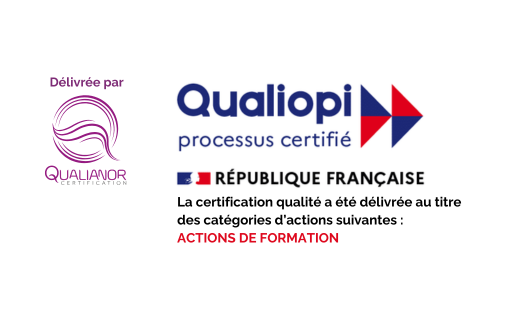 Certifié Qualiopi, processus certifié au titre des actions de formation, délivré par Qualianor Certification
